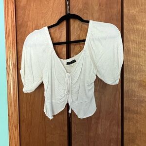 Final Touch White Crop Tie Front Blouse